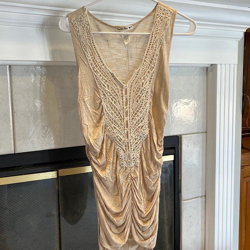 Cream Buckle Embellished Tank Top